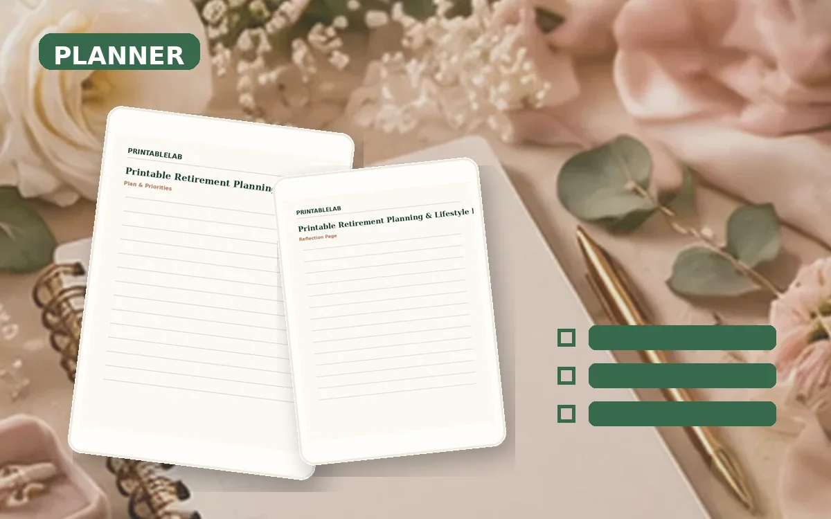 Printable Retirement Planning & Lifestyle Planner cover