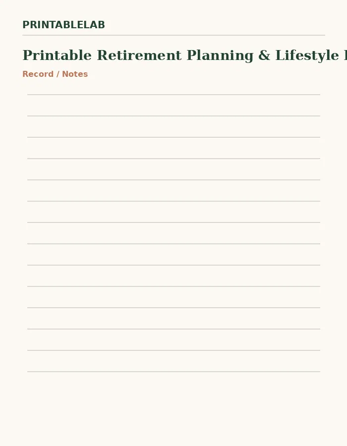 Printable Retirement Planning & Lifestyle Planner preview 4
