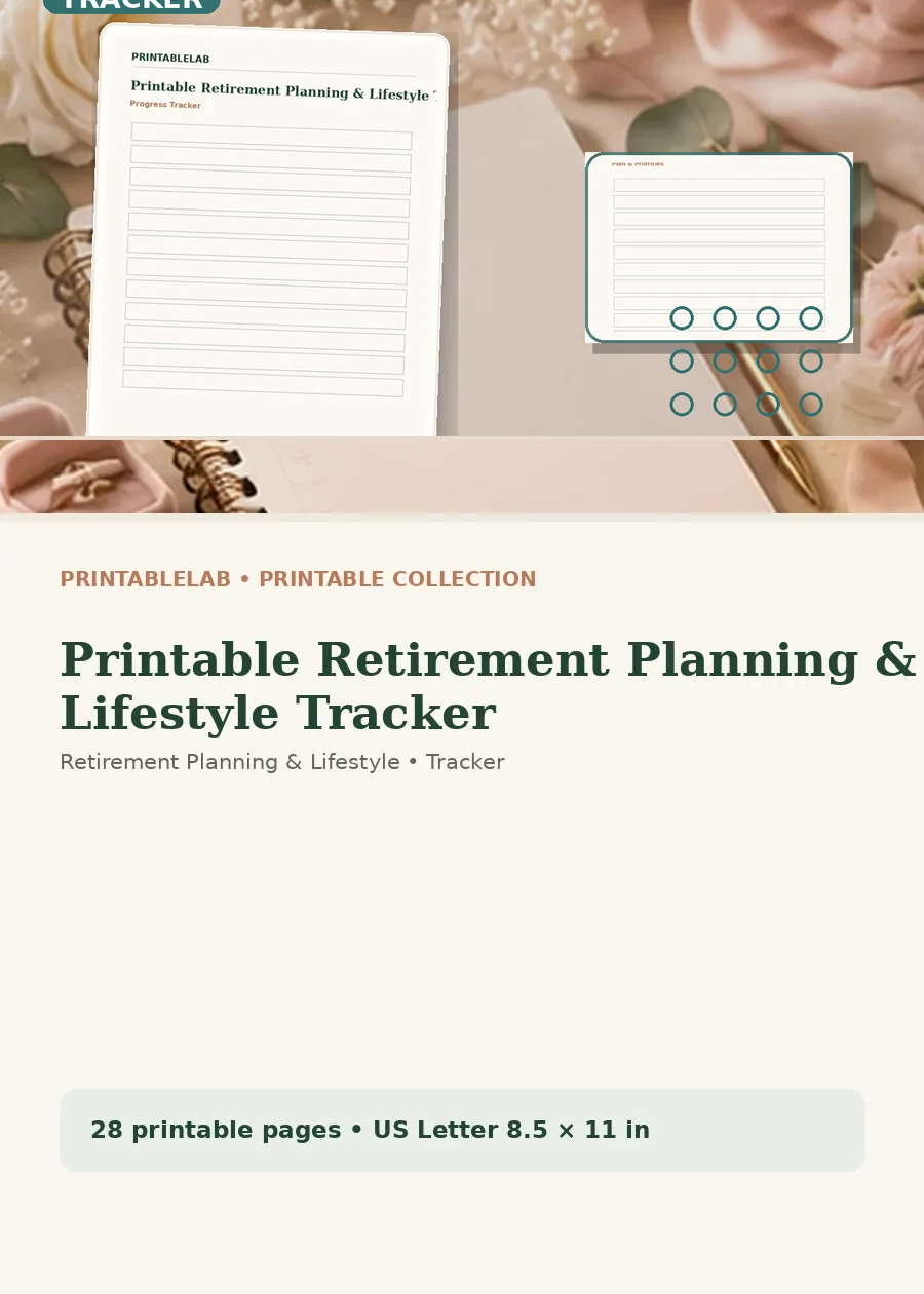 Printable Retirement Planning & Lifestyle Tracker cover