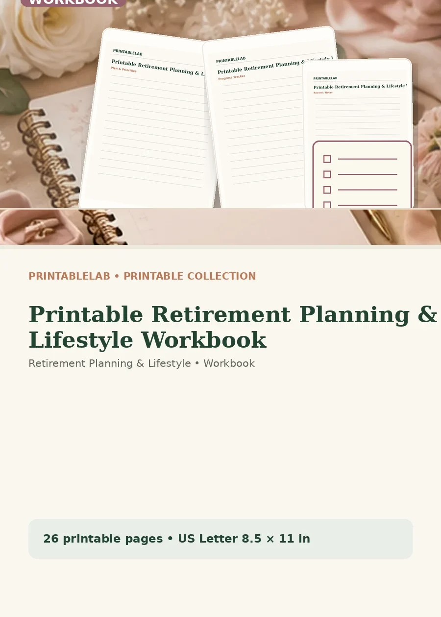 Printable Retirement Planning & Lifestyle Workbook cover