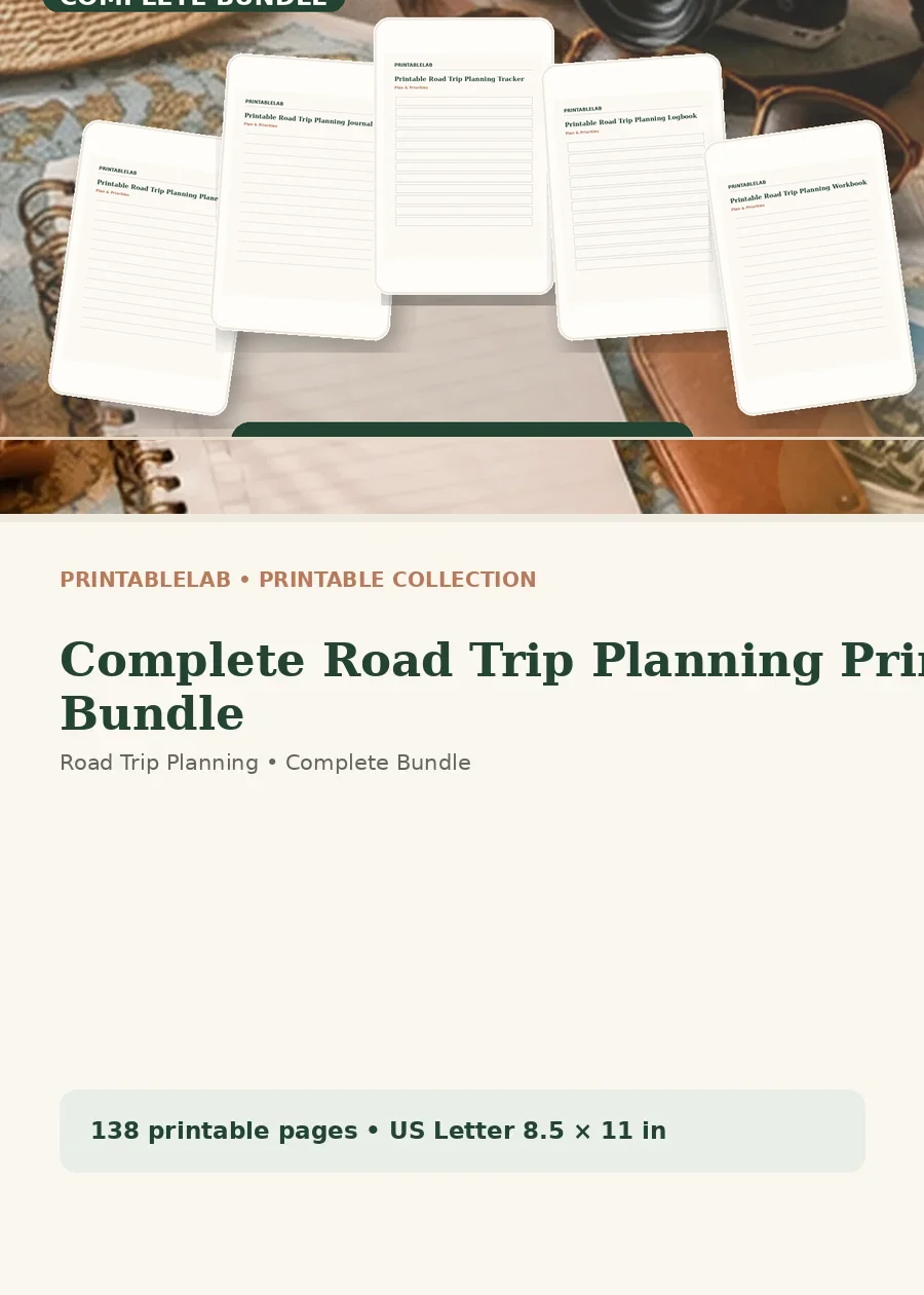 Complete Road Trip Planning Printable Bundle cover