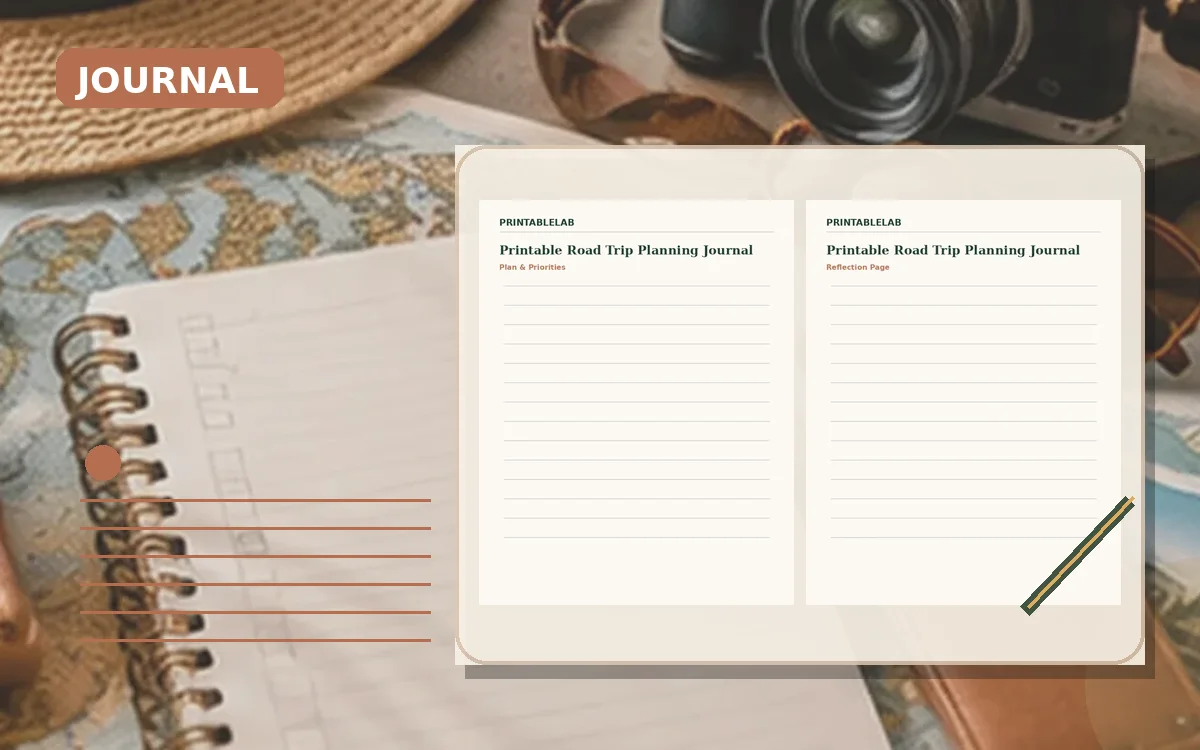 Printable Road Trip Planning Journal cover