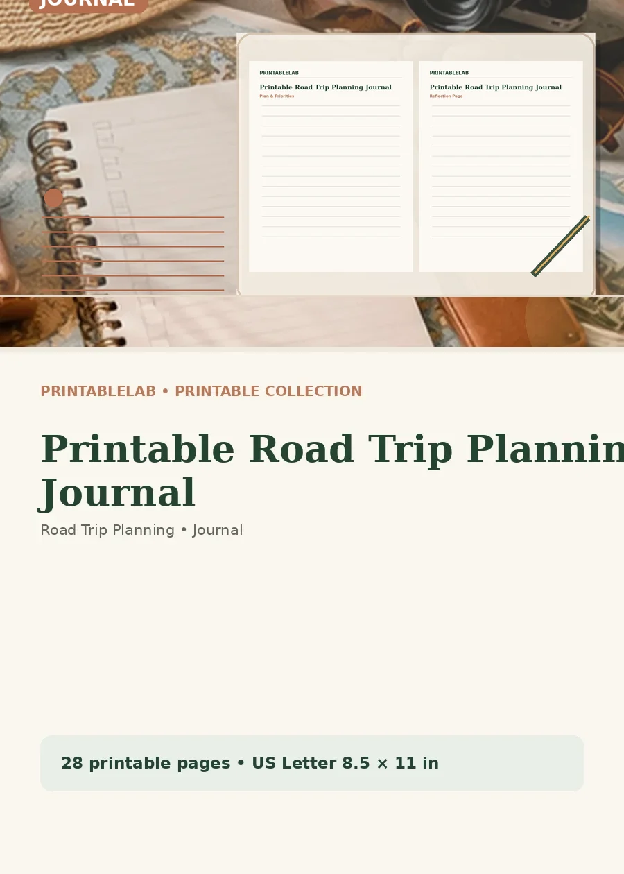 Printable Road Trip Planning Journal cover