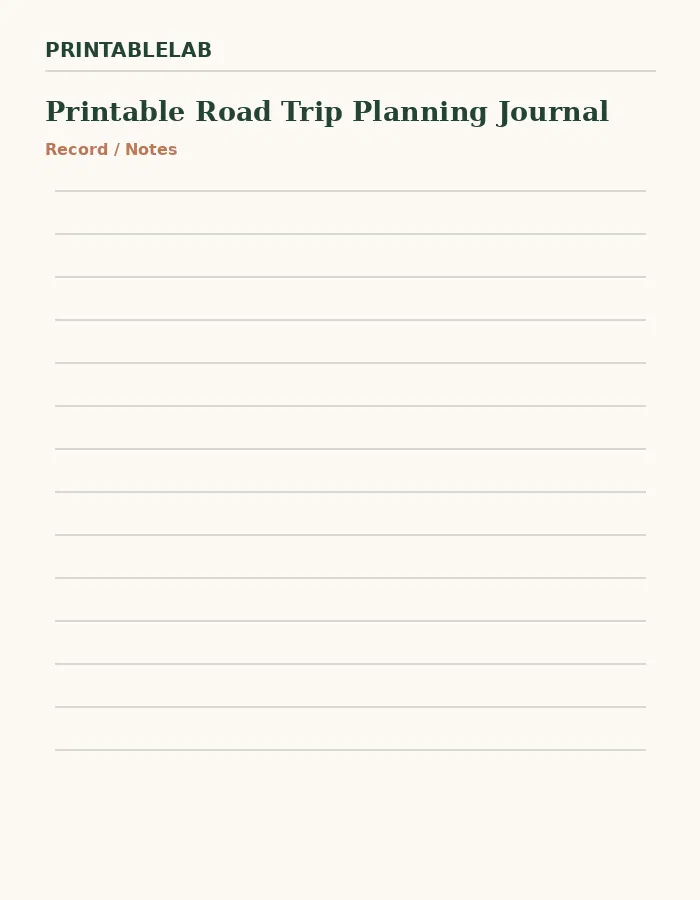Printable Road Trip Planning Journal preview 4