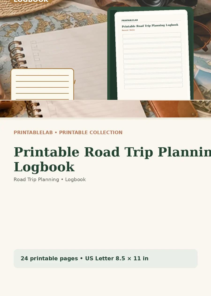 Printable Road Trip Planning Logbook cover