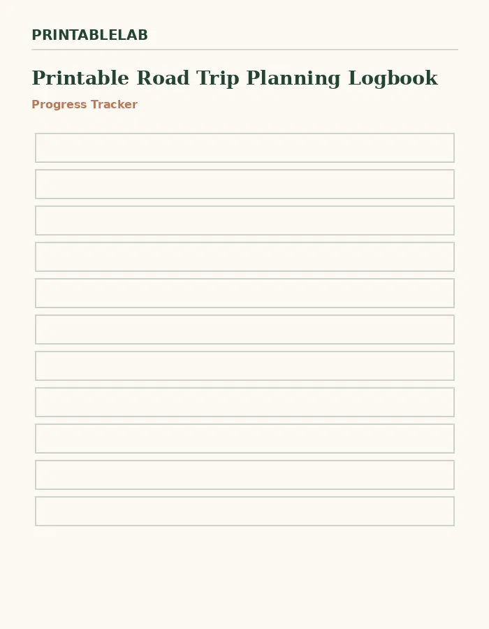 Printable Road Trip Planning Logbook preview 3