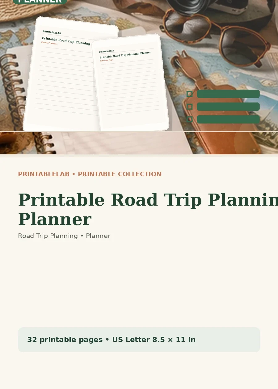 Printable Road Trip Planning Planner cover
