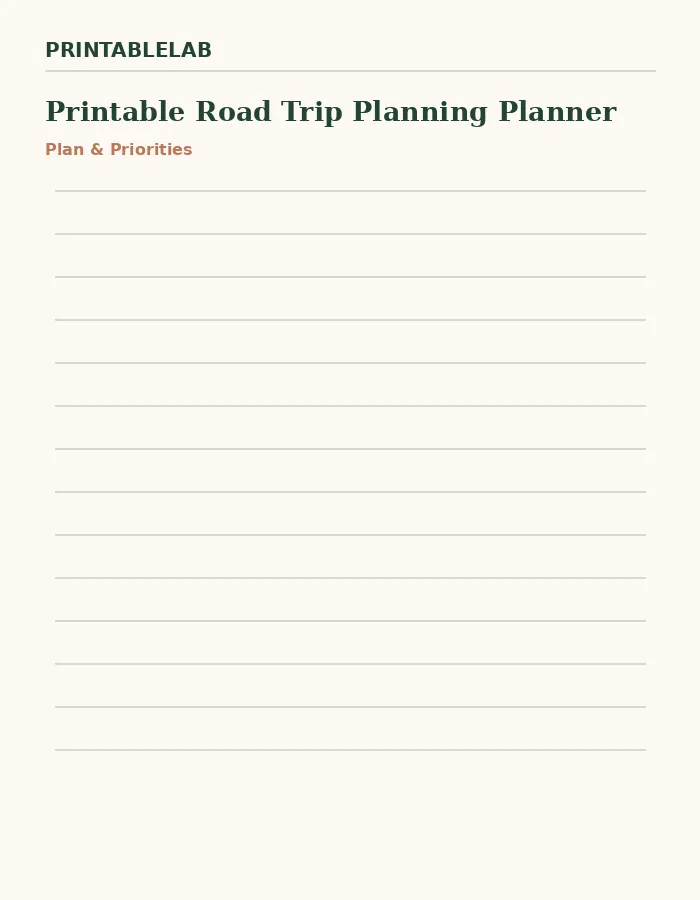 Printable Road Trip Planning Planner preview 1