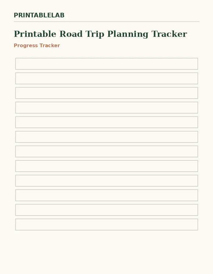 Printable Road Trip Planning Tracker preview 3
