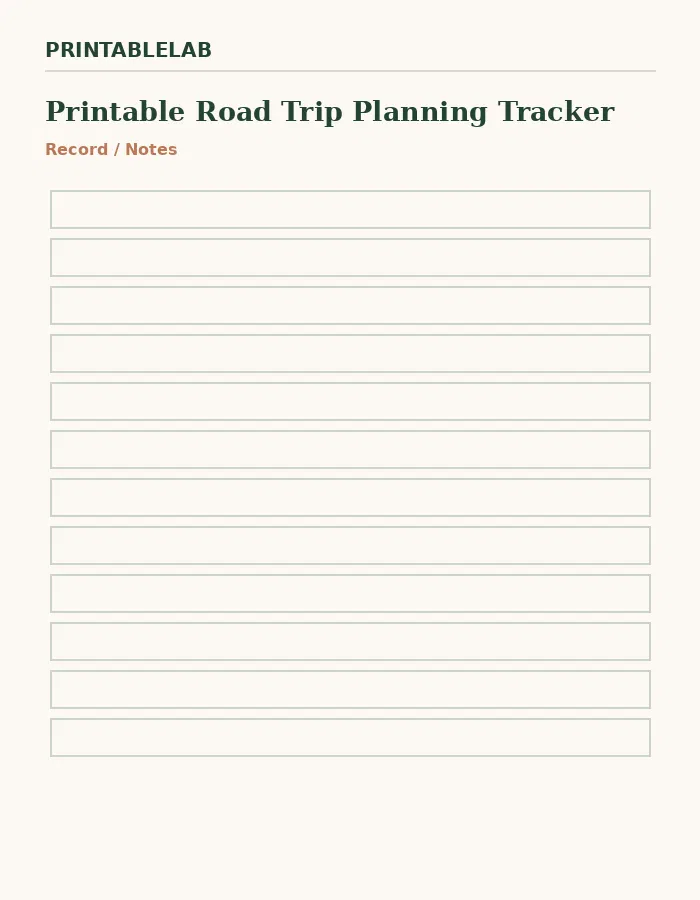 Printable Road Trip Planning Tracker preview 4