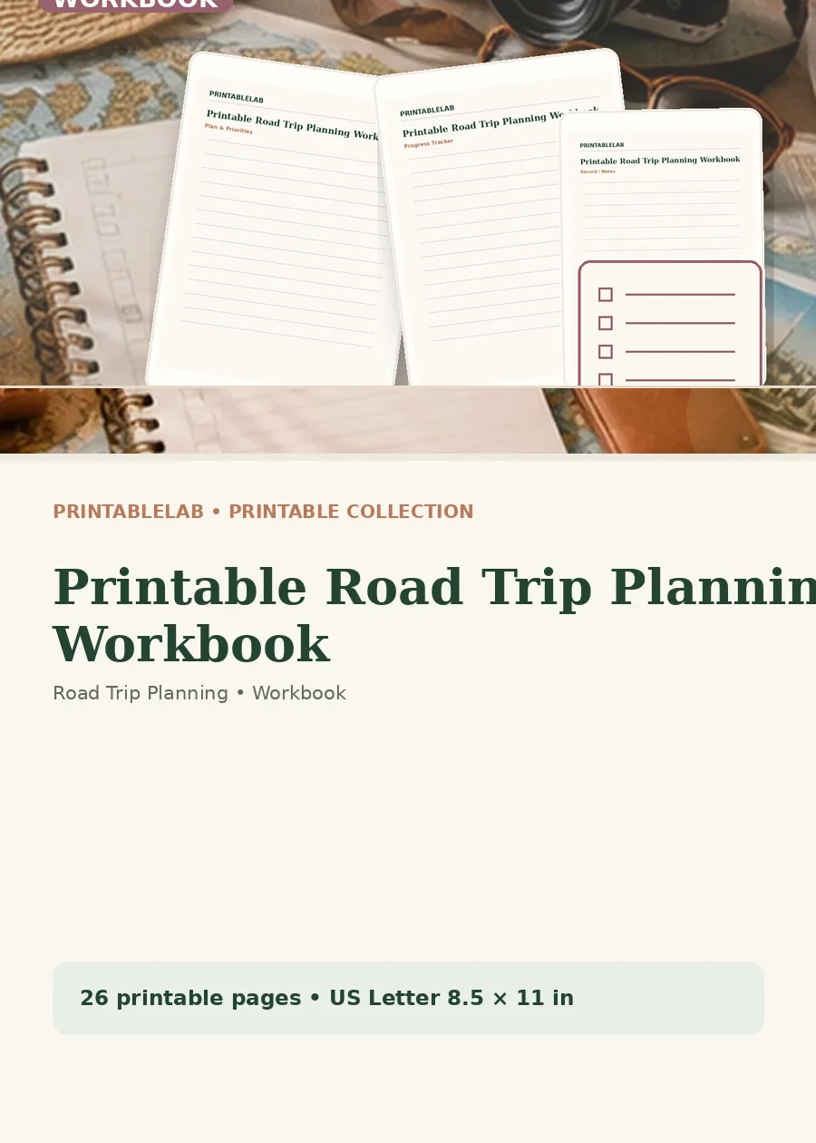 Printable Road Trip Planning Workbook cover
