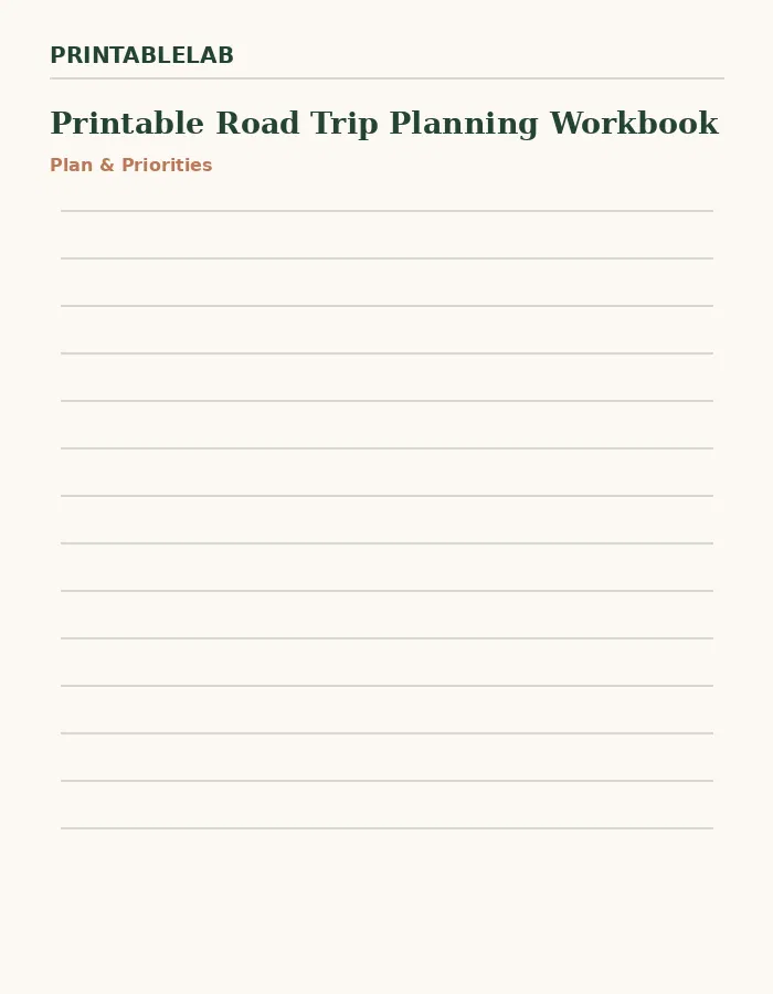 Printable Road Trip Planning Workbook preview 1