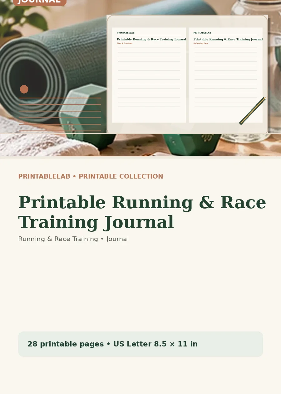 Printable Running & Race Training Journal cover