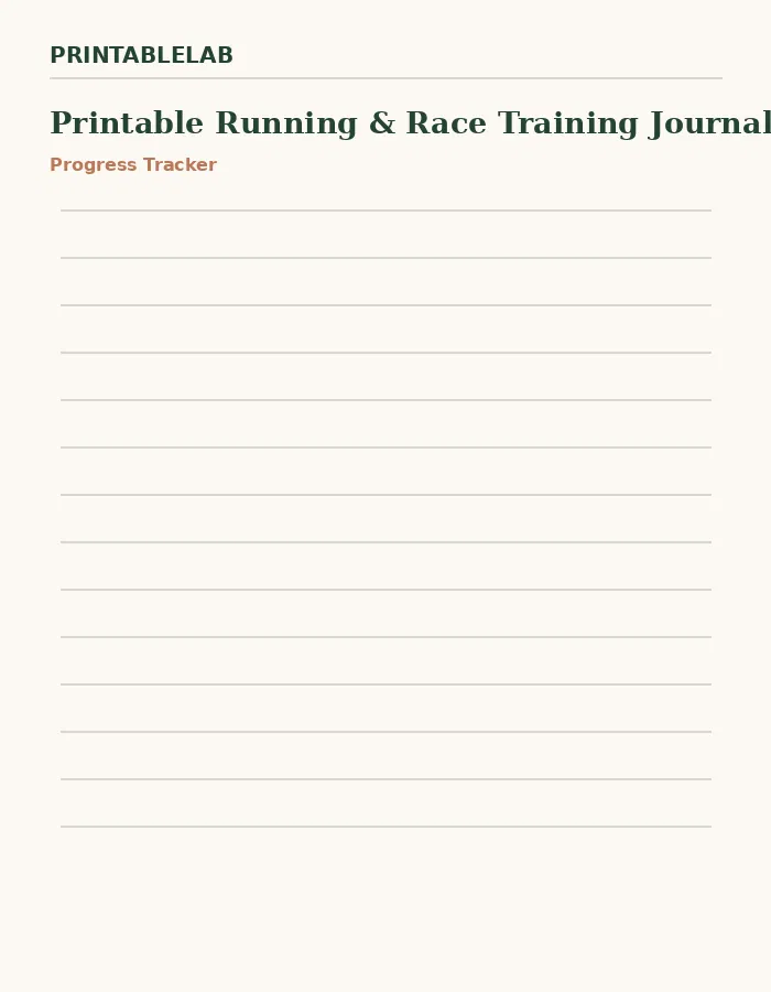 Printable Running & Race Training Journal preview 3