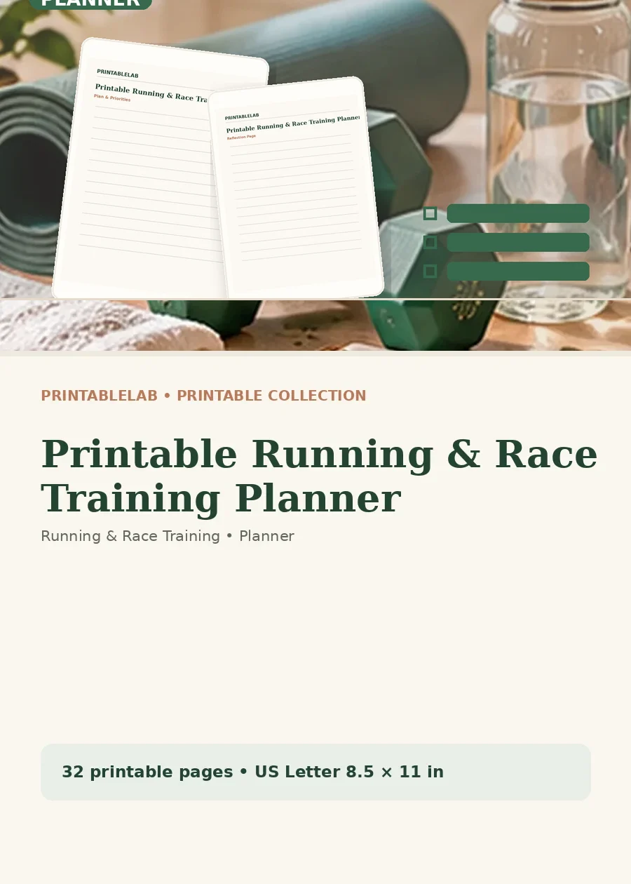 Printable Running & Race Training Planner cover