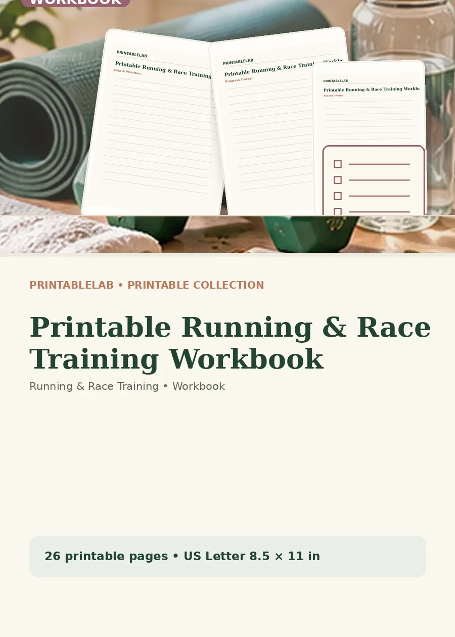 Printable Running & Race Training Workbook cover