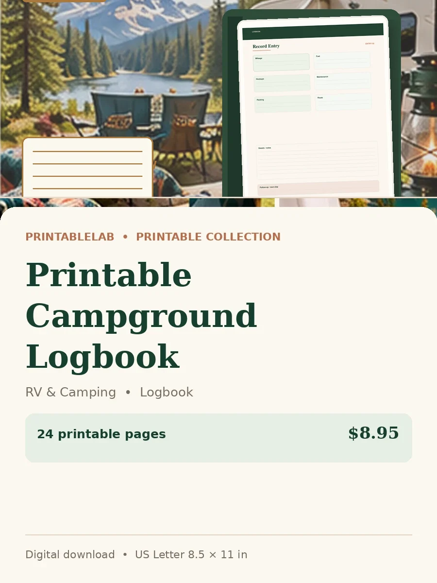 Printable Campground Logbook cover