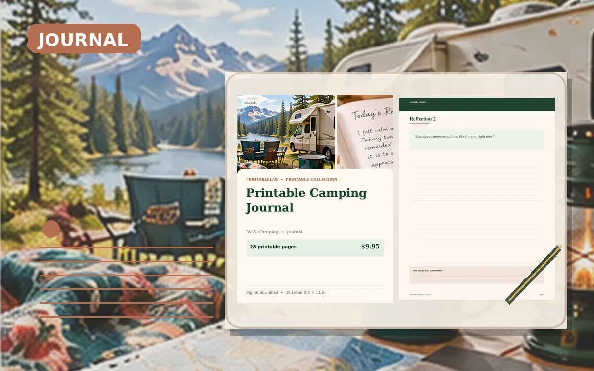 Printable Camping Journal cover