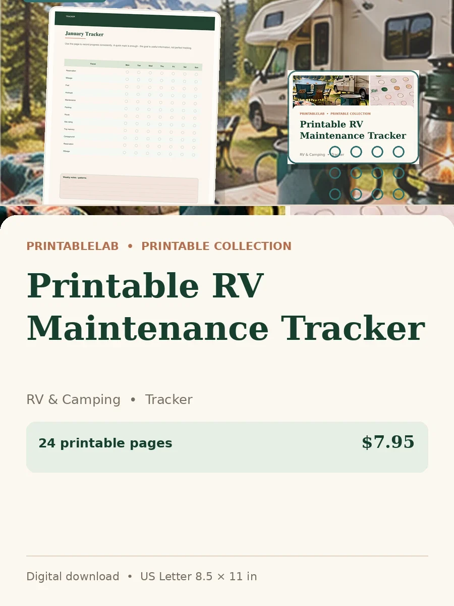 Printable RV Maintenance Tracker cover