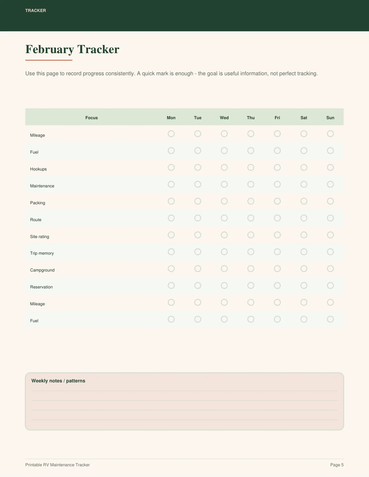 Printable RV Maintenance Tracker preview 4