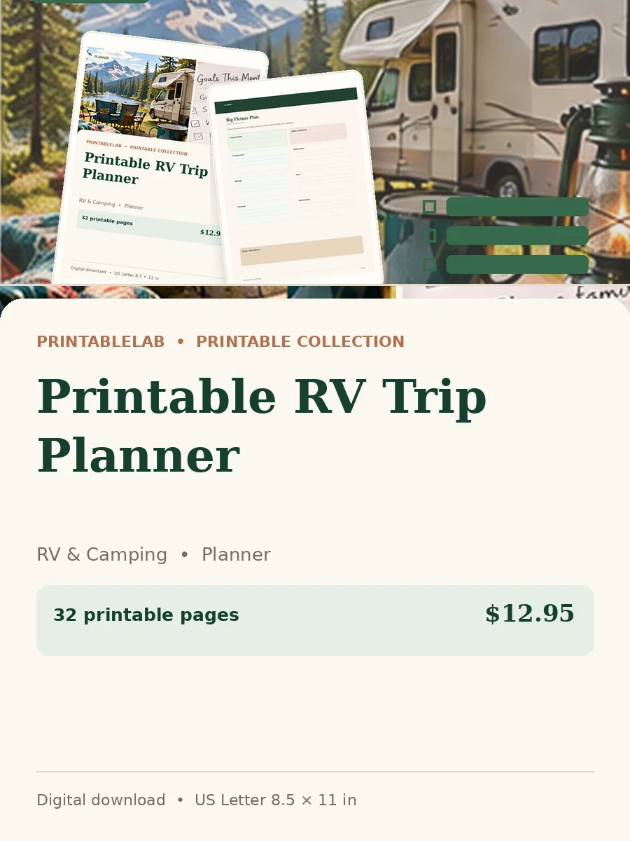 Printable RV Trip Planner cover