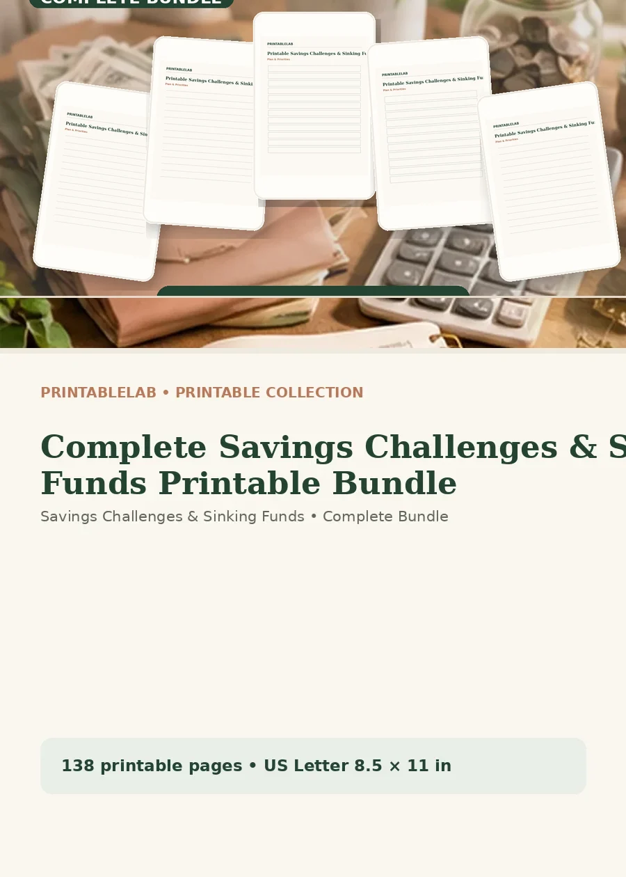 Complete Savings Challenges & Sinking Funds Printable Bundle cover