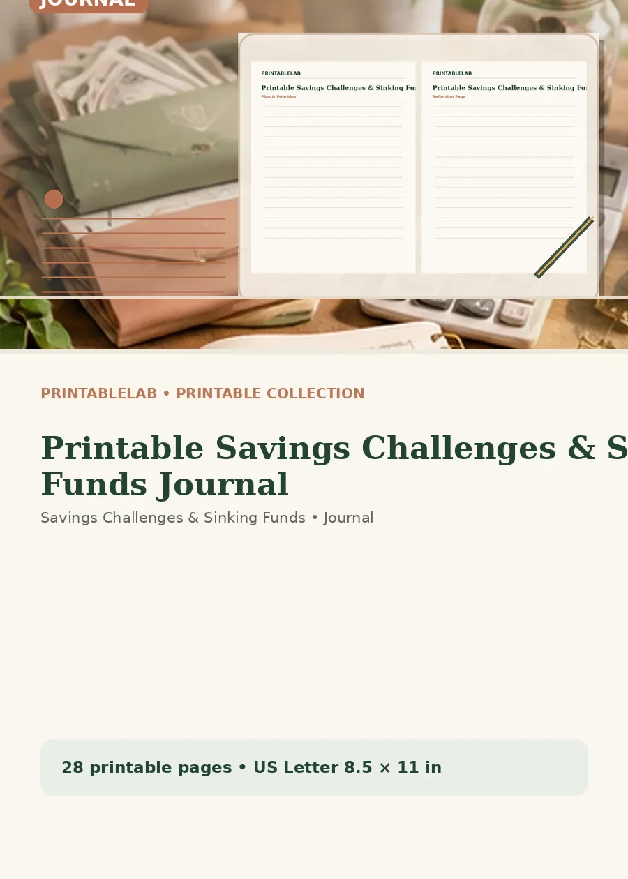 Printable Savings Challenges & Sinking Funds Journal cover