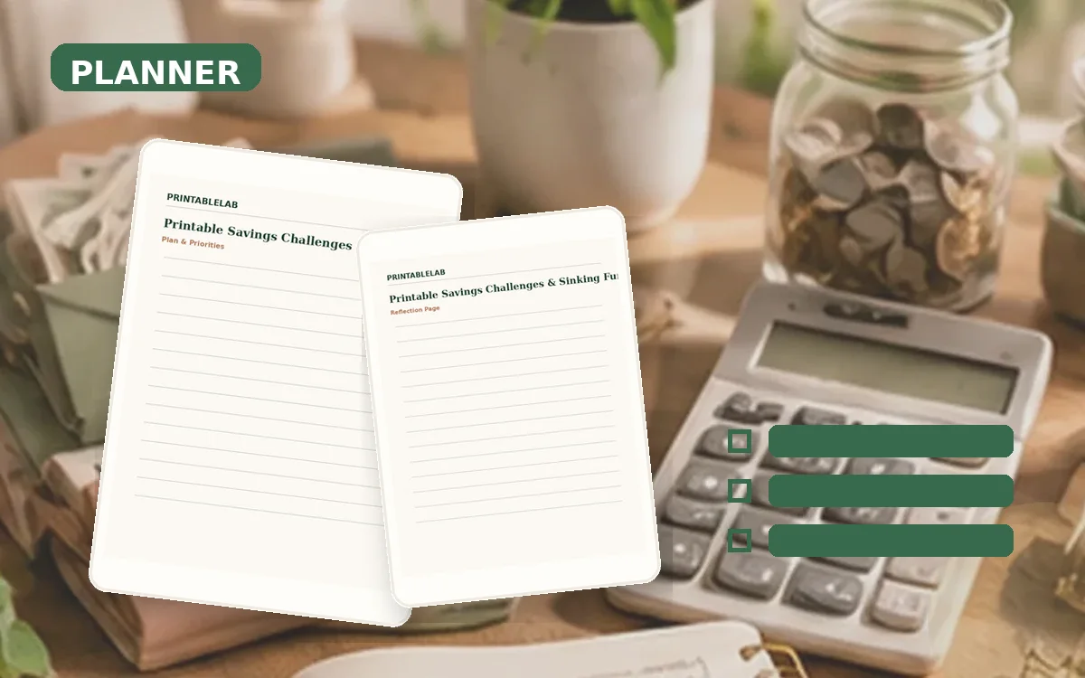 Printable Savings Challenges & Sinking Funds Planner cover