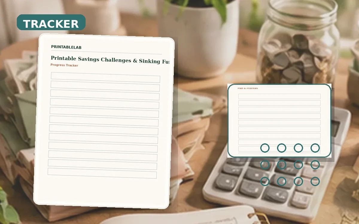 Printable Savings Challenges & Sinking Funds Tracker cover