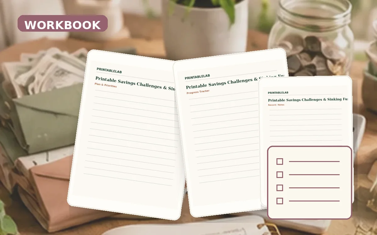 Printable Savings Challenges & Sinking Funds Workbook cover
