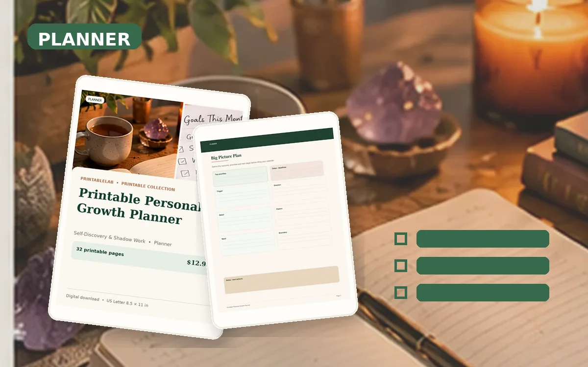 Printable Personal Growth Planner cover