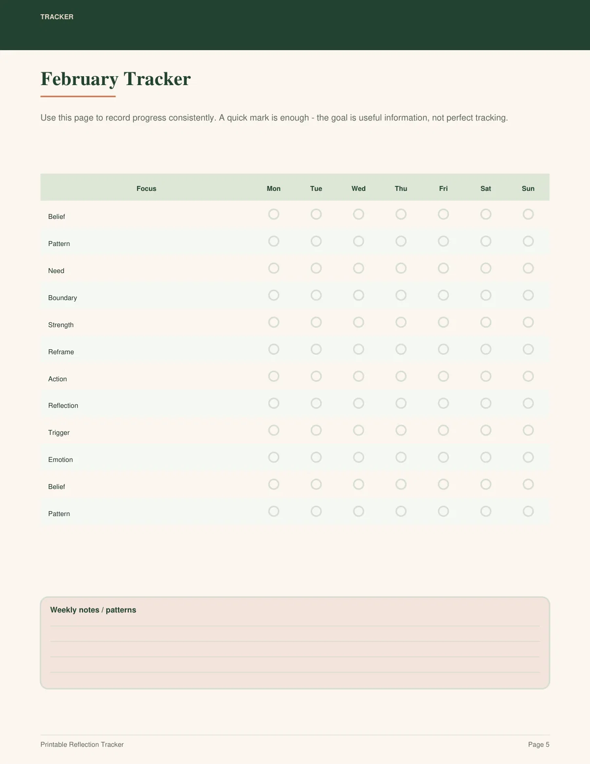 Printable Reflection Tracker preview 4