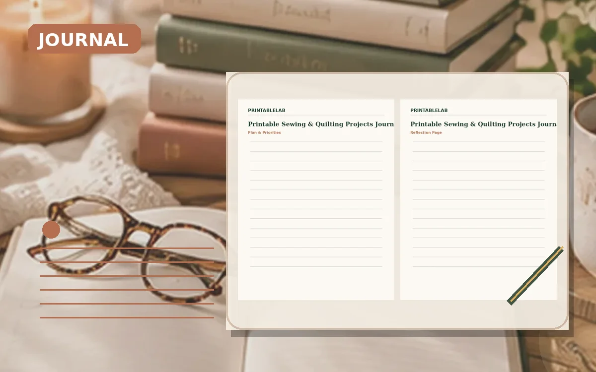 Printable Sewing & Quilting Projects Journal cover
