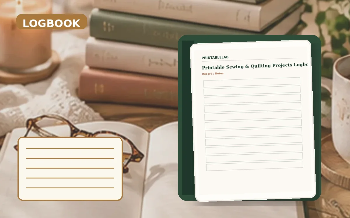 Printable Sewing & Quilting Projects Logbook cover