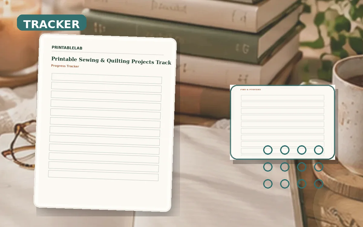 Printable Sewing & Quilting Projects Tracker cover