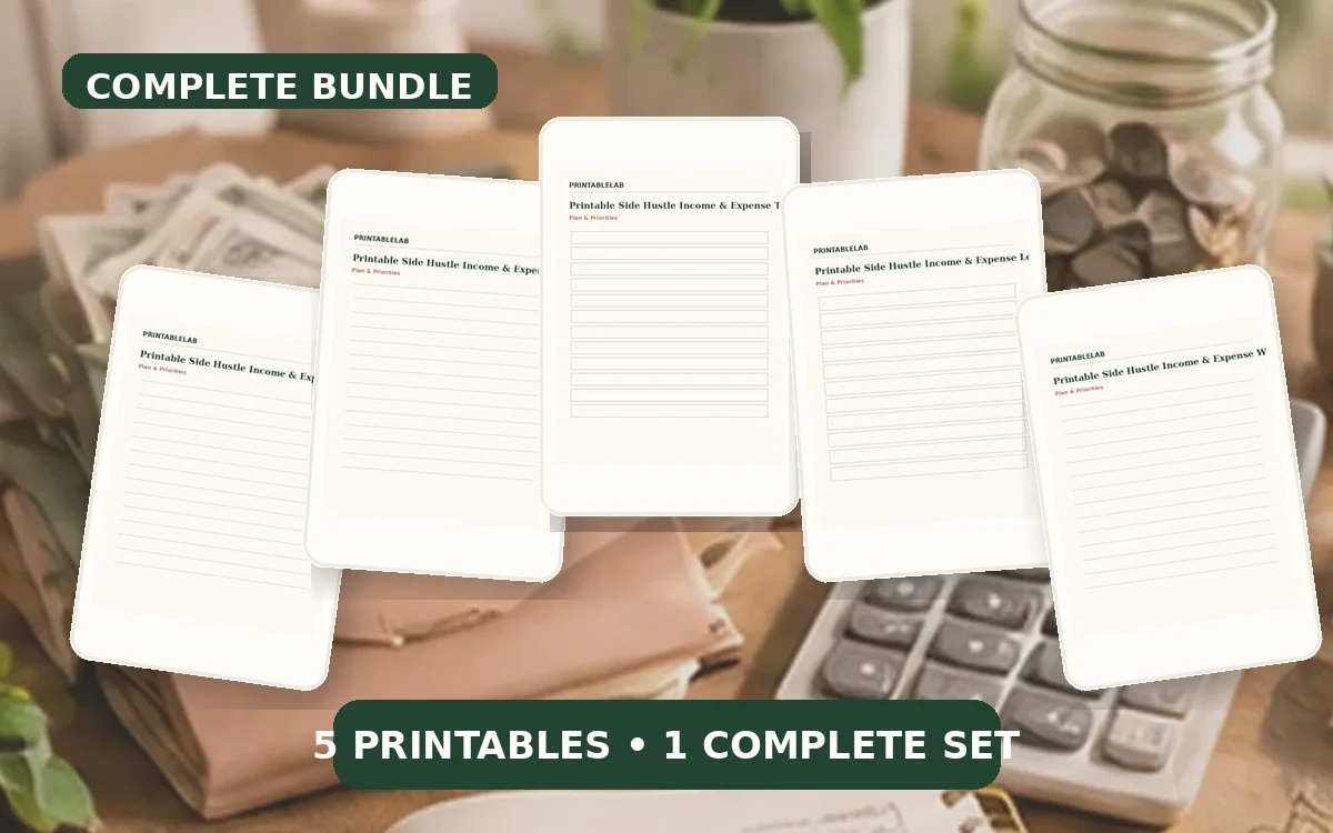 Complete Side Hustle Income & Expense Printable Bundle cover