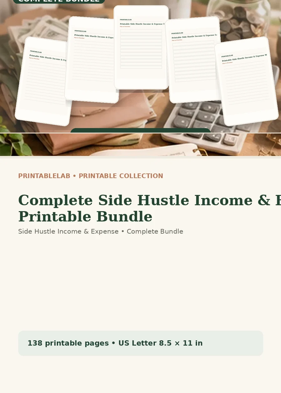 Complete Side Hustle Income & Expense Printable Bundle cover