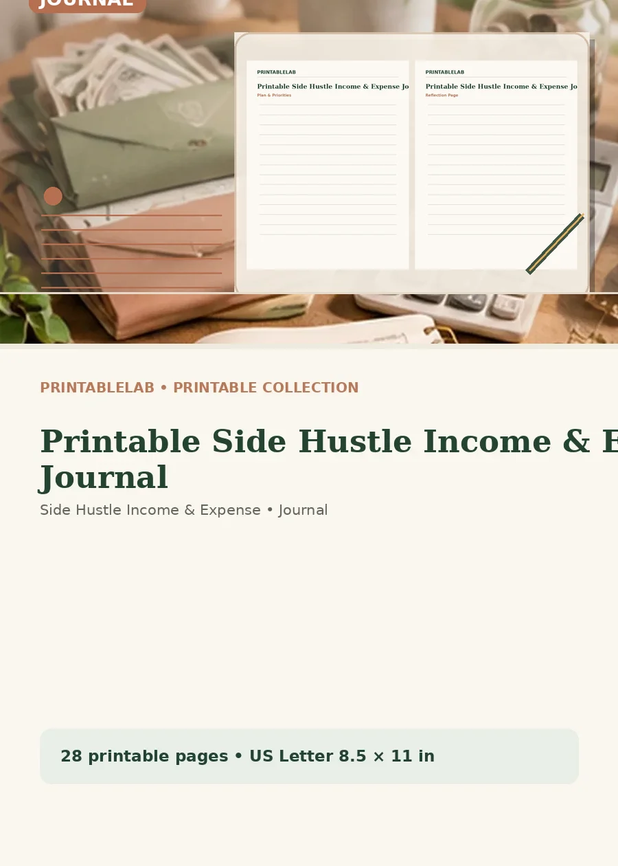 Printable Side Hustle Income & Expense Journal cover