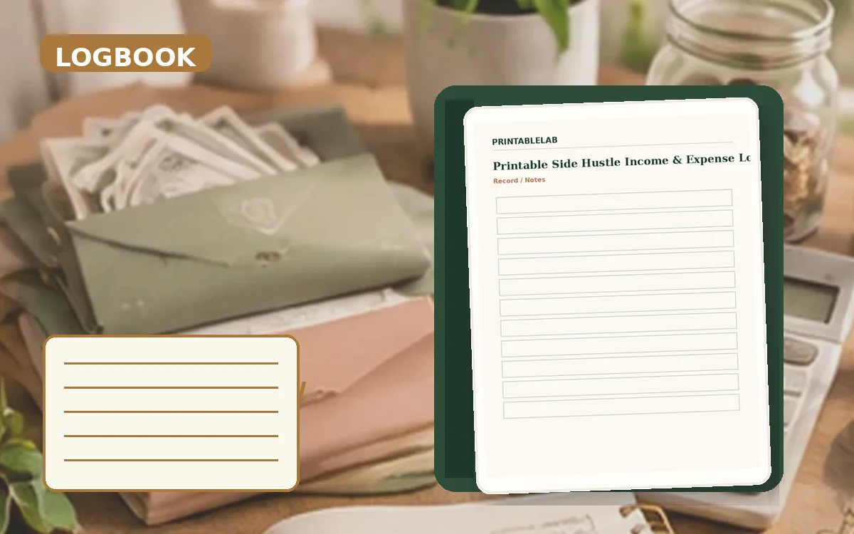 Printable Side Hustle Income & Expense Logbook cover
