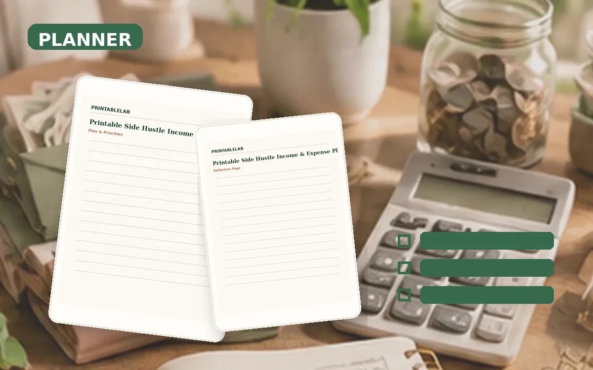 Printable Side Hustle Income & Expense Planner cover