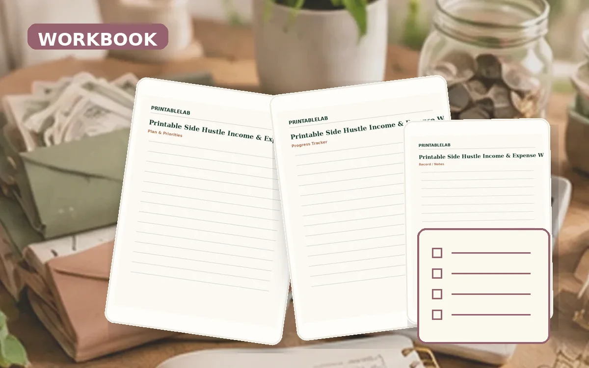 Printable Side Hustle Income & Expense Workbook cover