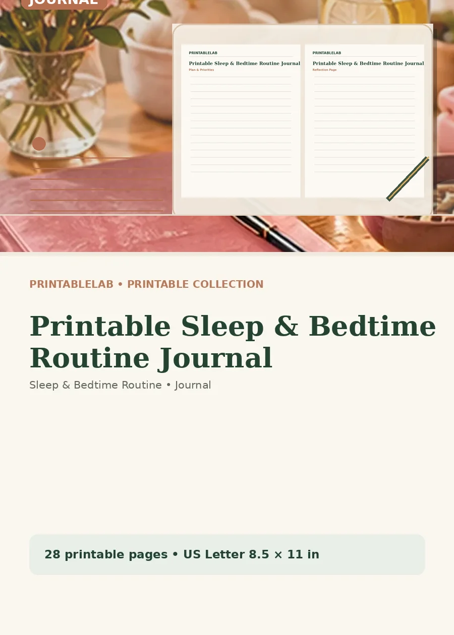 Printable Sleep & Bedtime Routine Journal cover