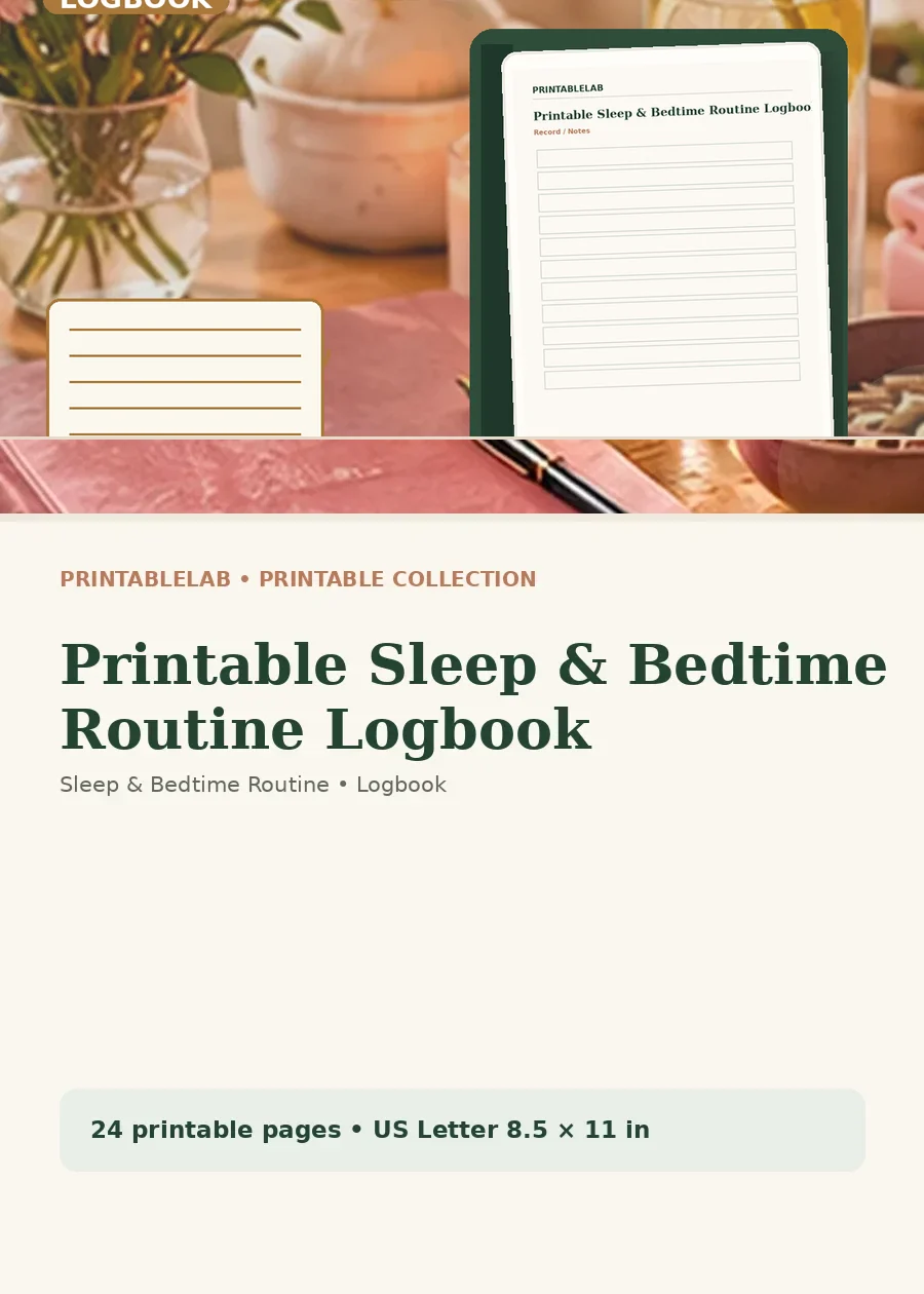 Printable Sleep & Bedtime Routine Logbook cover