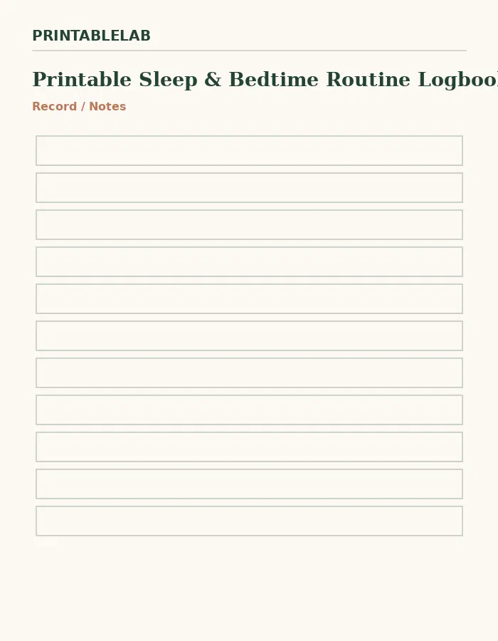 Printable Sleep & Bedtime Routine Logbook preview 4