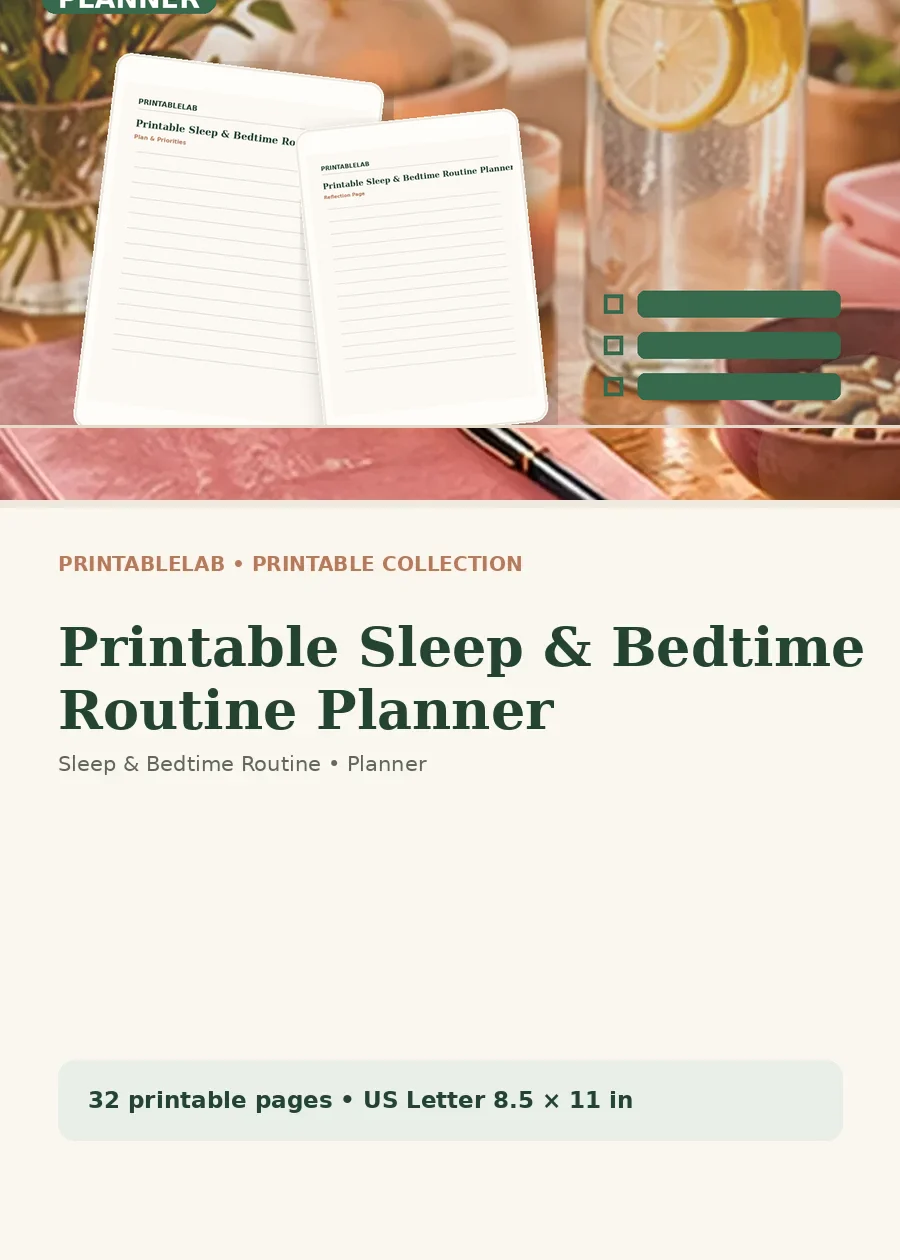 Printable Sleep & Bedtime Routine Planner cover