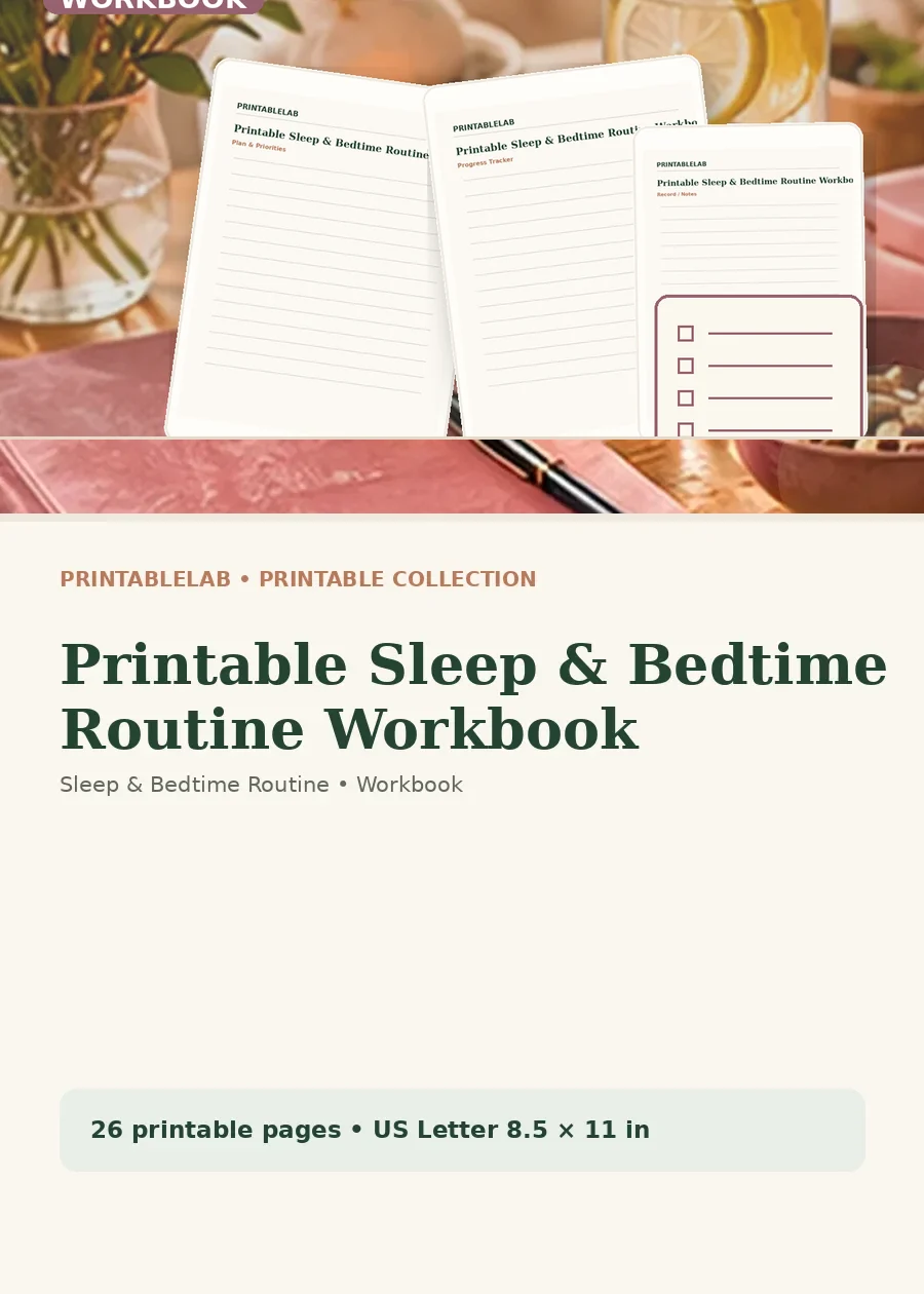 Printable Sleep & Bedtime Routine Workbook cover