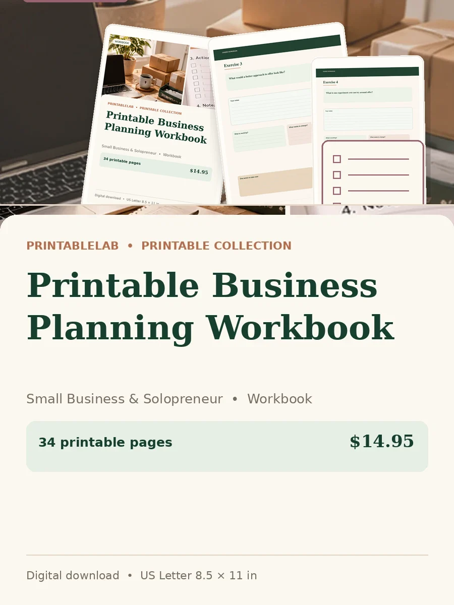 Printable Business Planning Workbook cover