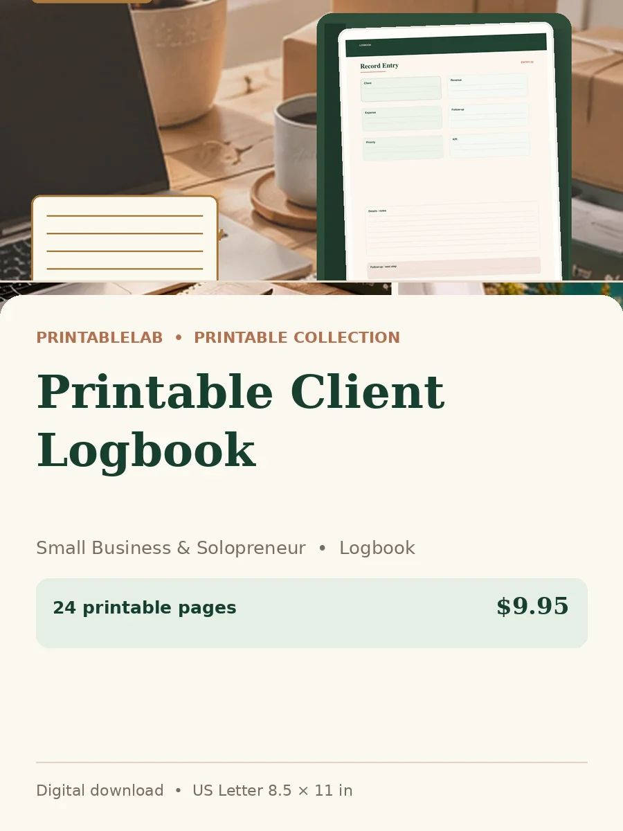 Printable Client Logbook cover