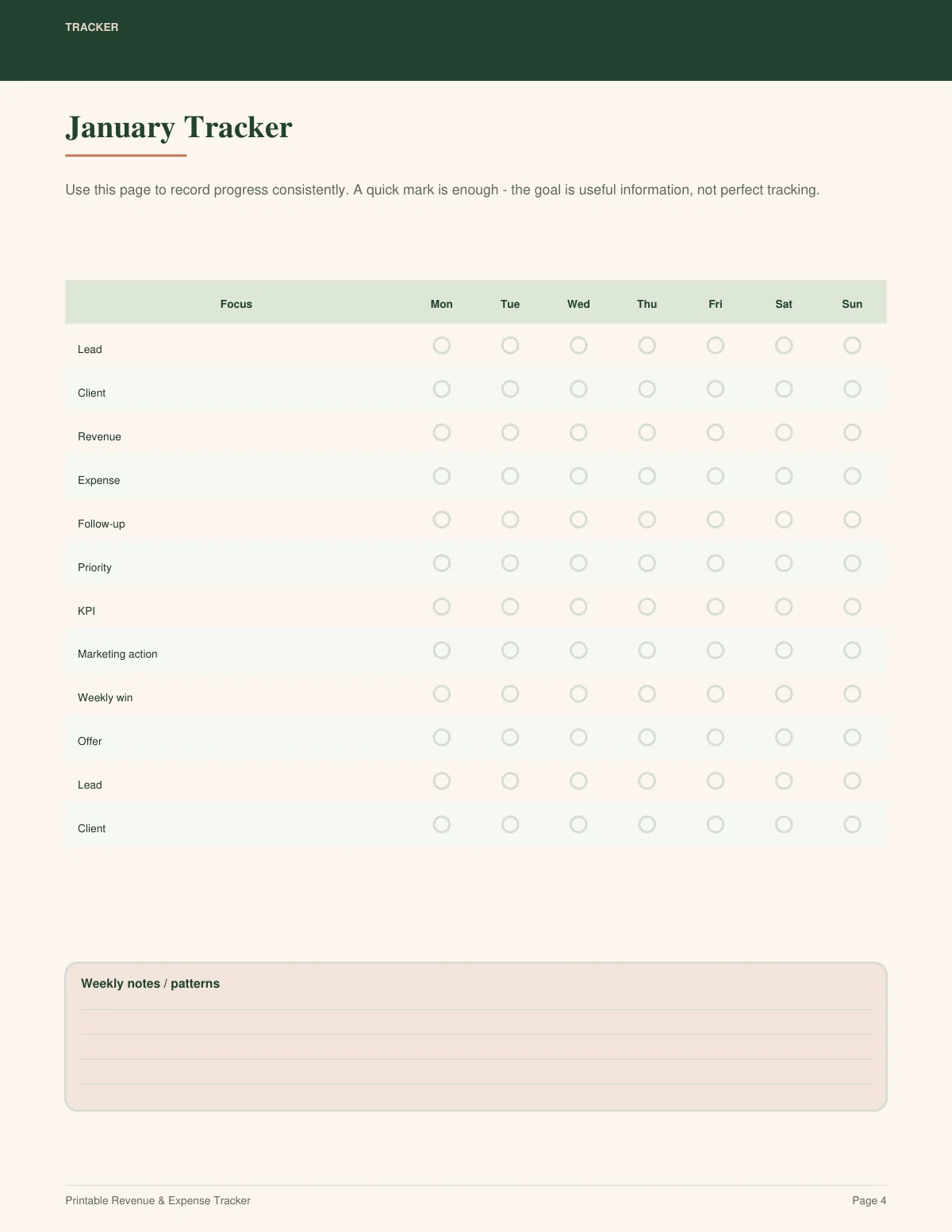 Printable Revenue & Expense Tracker preview 3