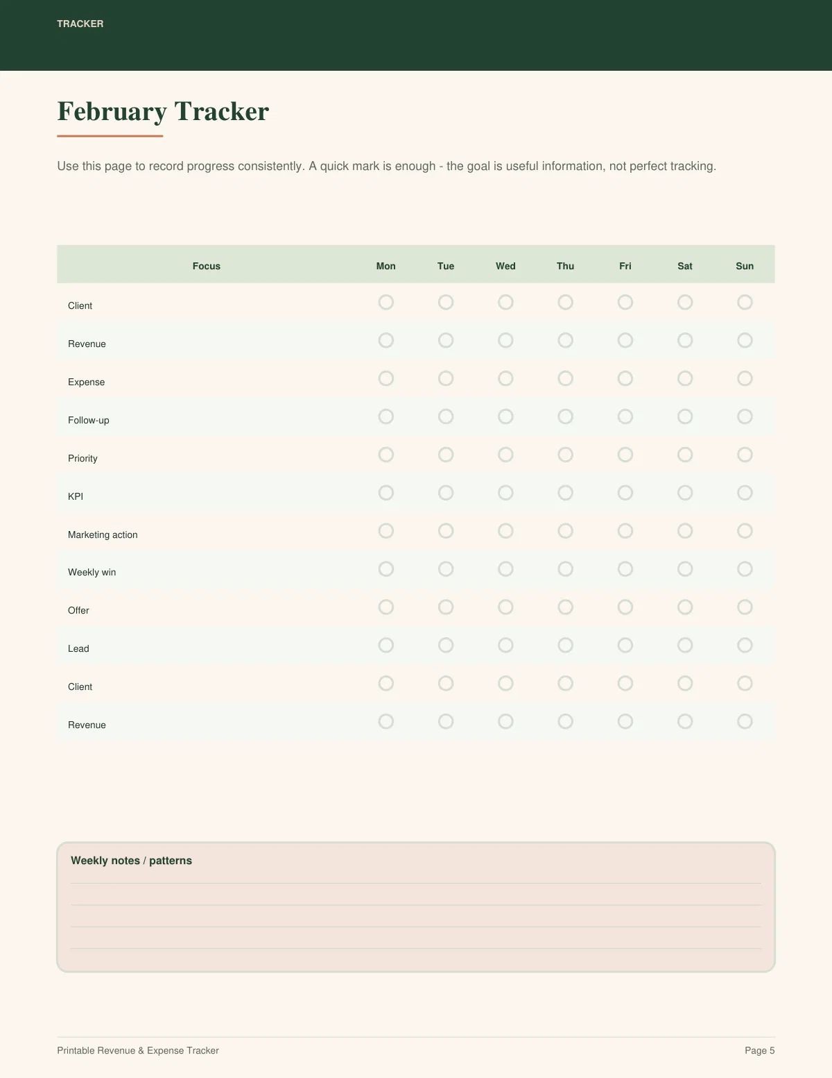 Printable Revenue & Expense Tracker preview 4